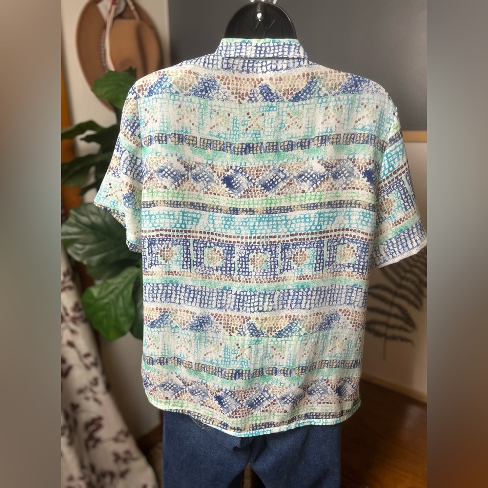 Ek Designs Patterned Button Down Blouse Vintage - image 4
